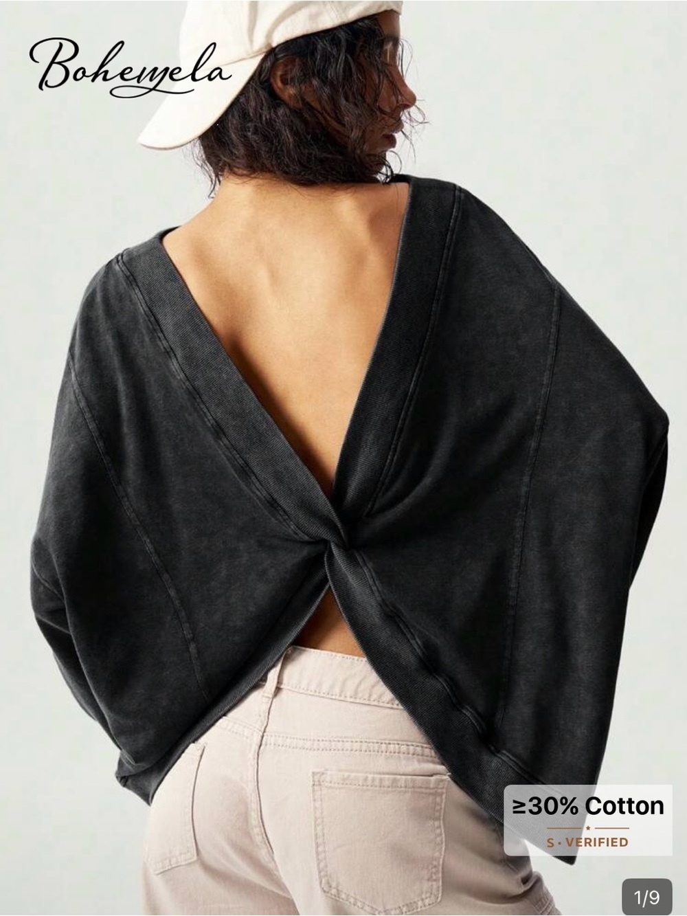 SHEIN Black Twist-Back Open V-Back Top